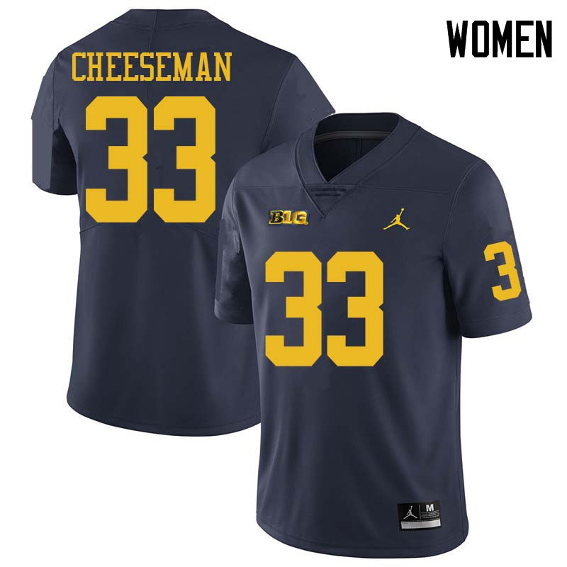 Jordan Brand Women #33 Camaron Cheeseman Michigan Wolverines College Football Jerseys Sale-Navy
